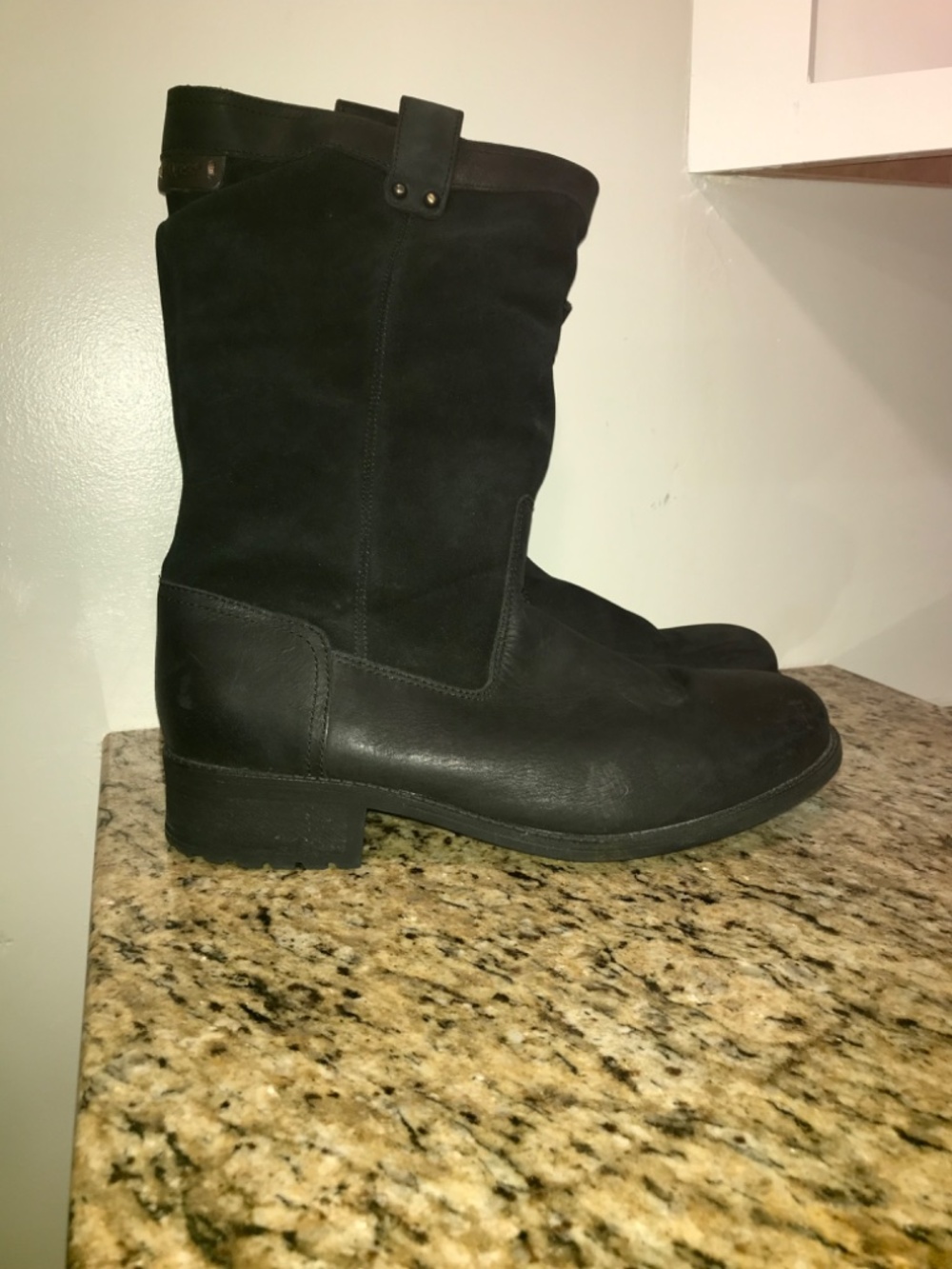 UGG bruckner water resistant black leather lug boots